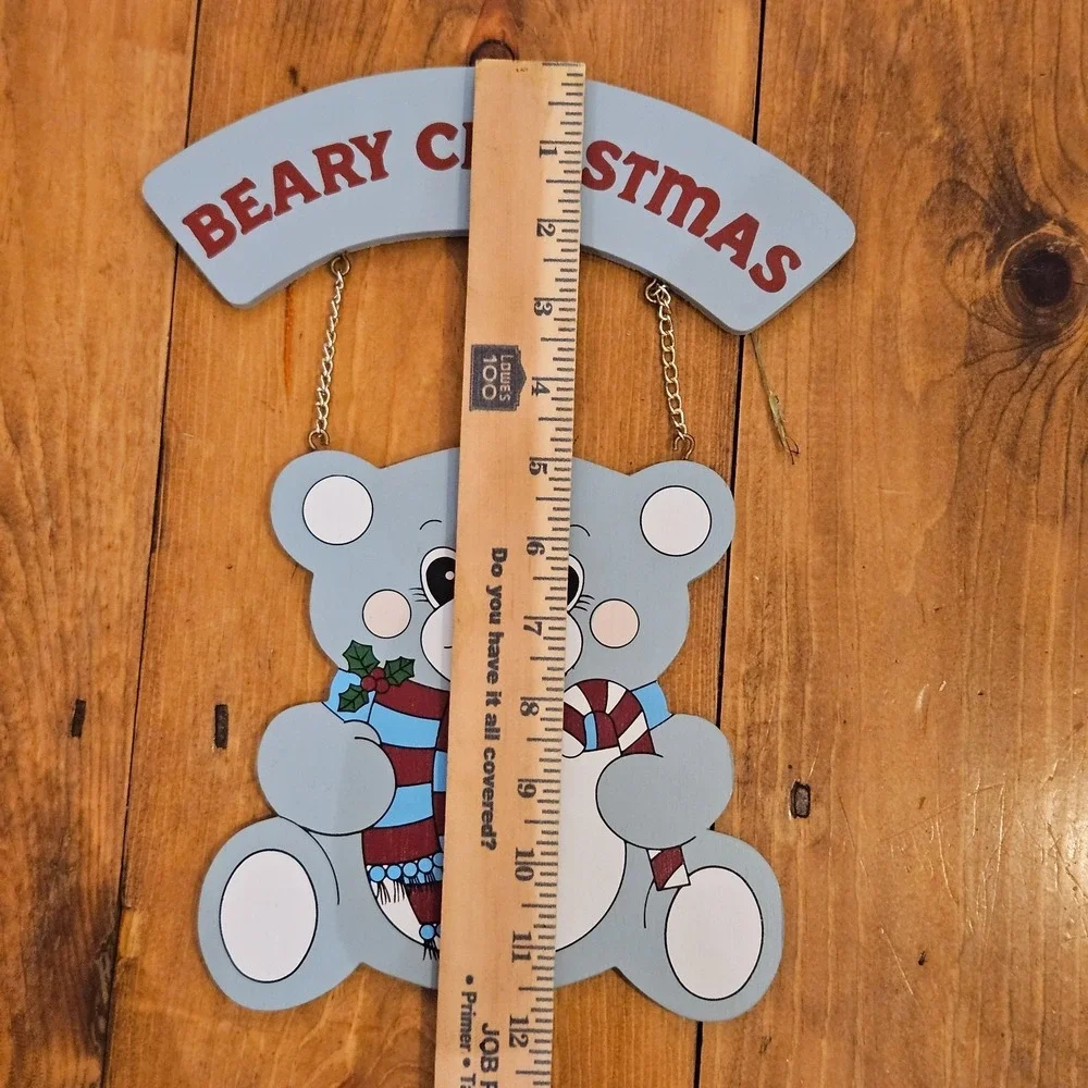 Vintage House of Lloyd Beary Christmas Greeting‎ Wooden Wall Hanging Bear w/ Box