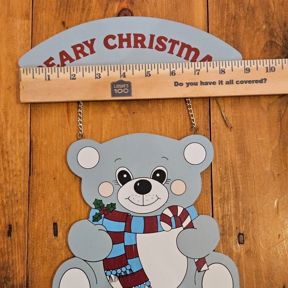 Vintage House of Lloyd Beary Christmas Greeting‎ Wooden Wall Hanging Bear w/ Box