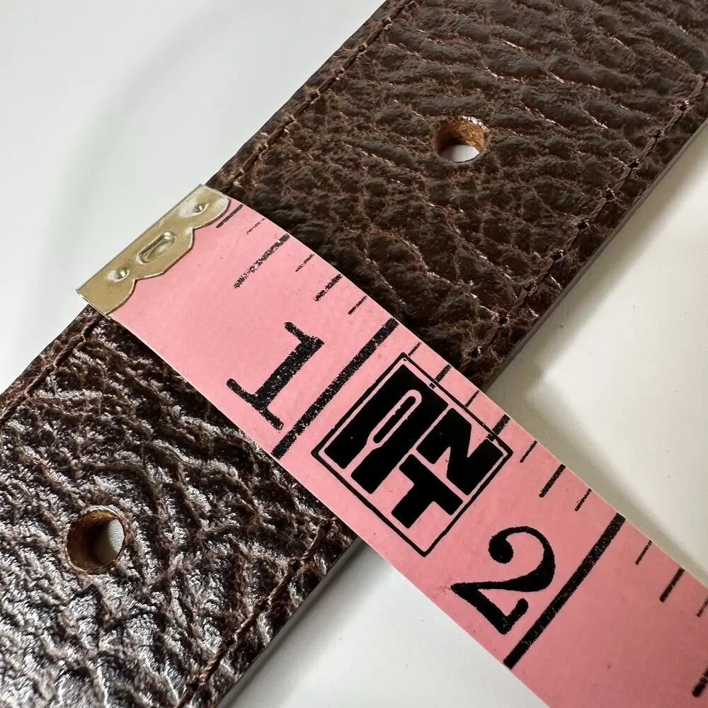 Wrangler‎ Brown Pebbled Leather Belt Mens Sz 34/35 Matte Black Buckle 1.25