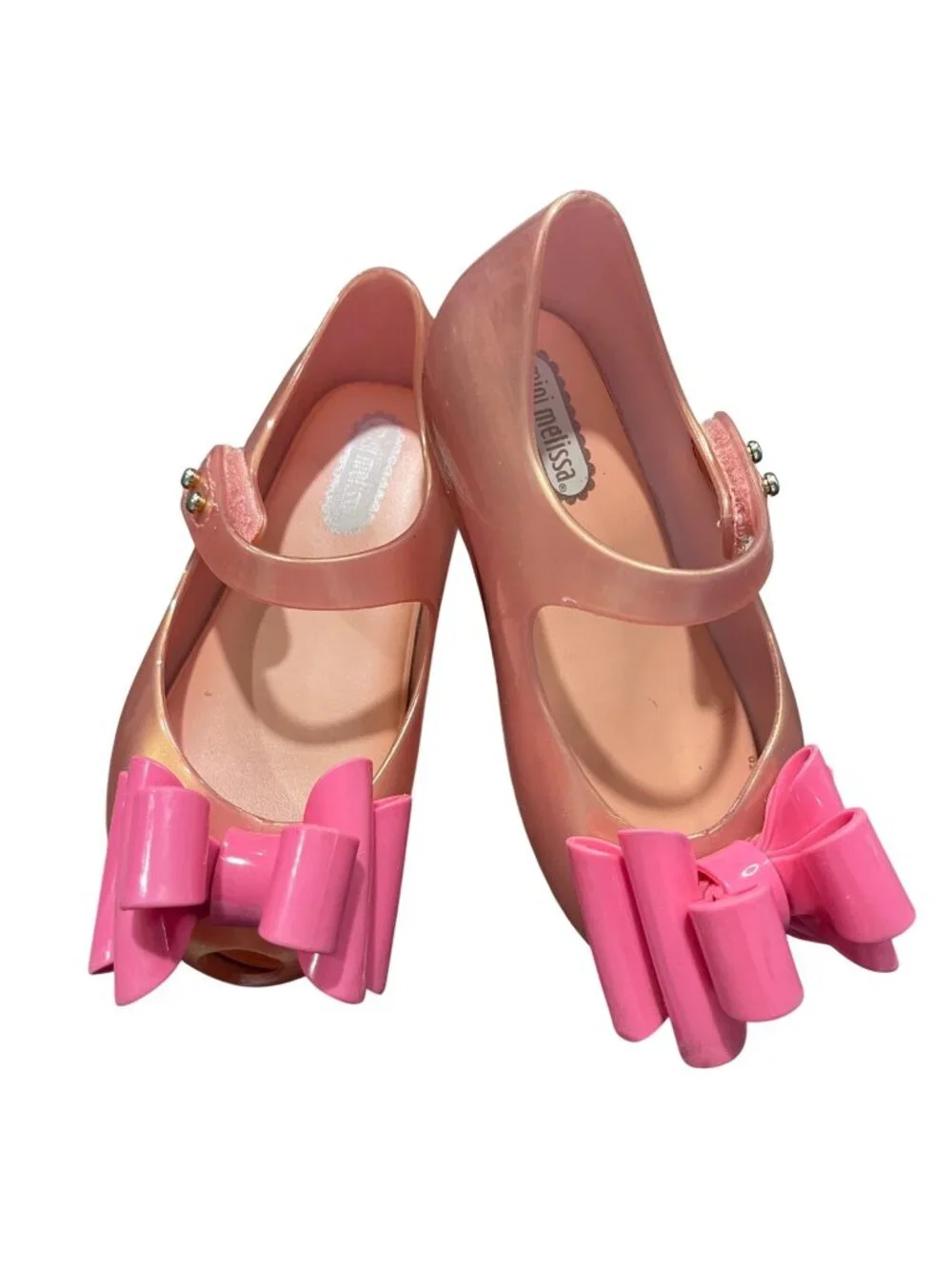 Mini Melissa Ultragirl Sweet III Big Bow Mary Jane Jelly Shoes Girls Size 7 Pink