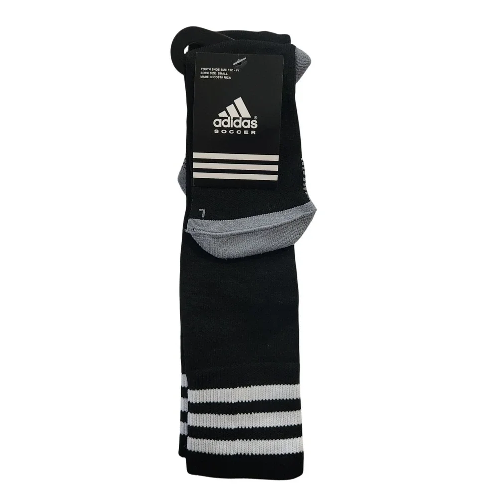 Adidas Soccer Youth Black Sock Small‎ 3 Stripe Shoe Size 13C 4Y New