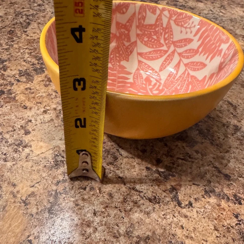 Yellow Botanical Spring Serving Bowl‎ Cottagecore Kitchen Decor 6in Ceramic