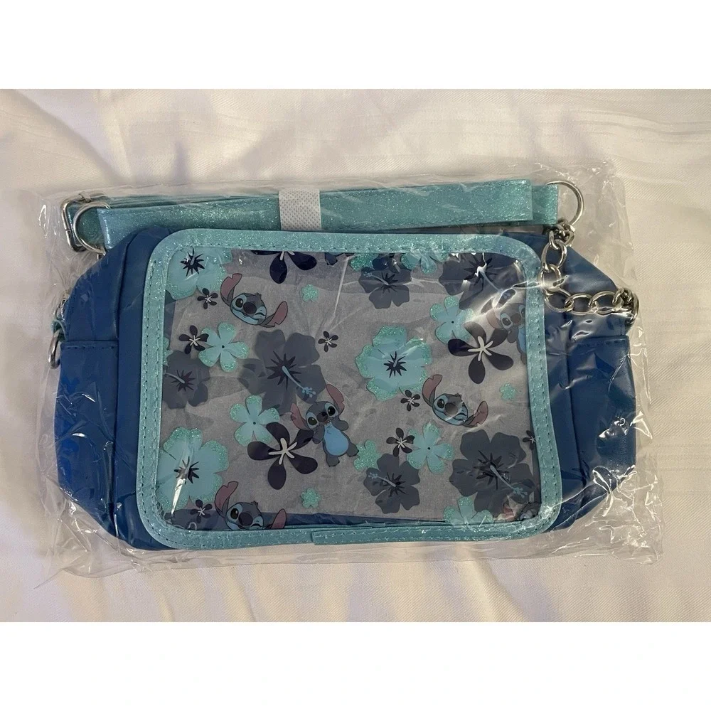 NEW Walt Disney Parks Lilo & Stitch - Stitch w‎ Blue Flowers Crossbody Purse Bag