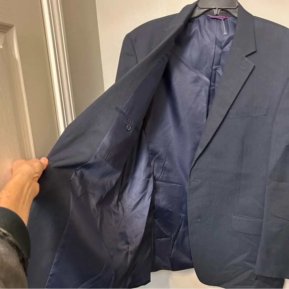 IZOD Men's Blue Classic-Fit‎ Stretch Blazer Sport Suit Coat Jacket Size 46L