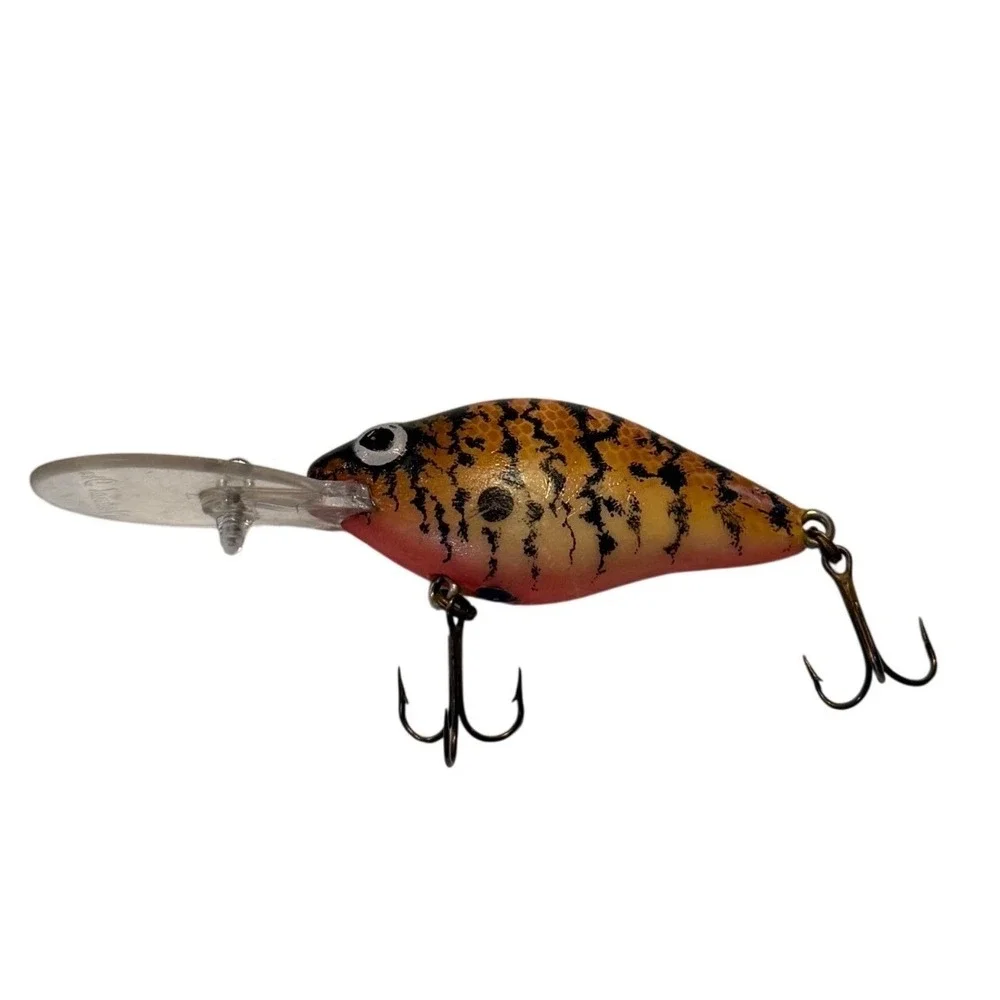 Natural Ike Vintage Deep Diving Crankbait Lure Orange Black Crawfish Pattern