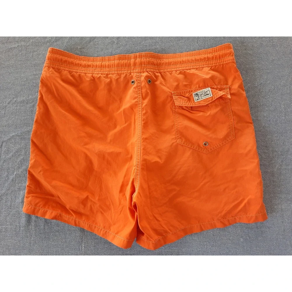 Polo Ralph Lauren Mens Orange Swim Trunks Board Shorts Pony Logo Medium