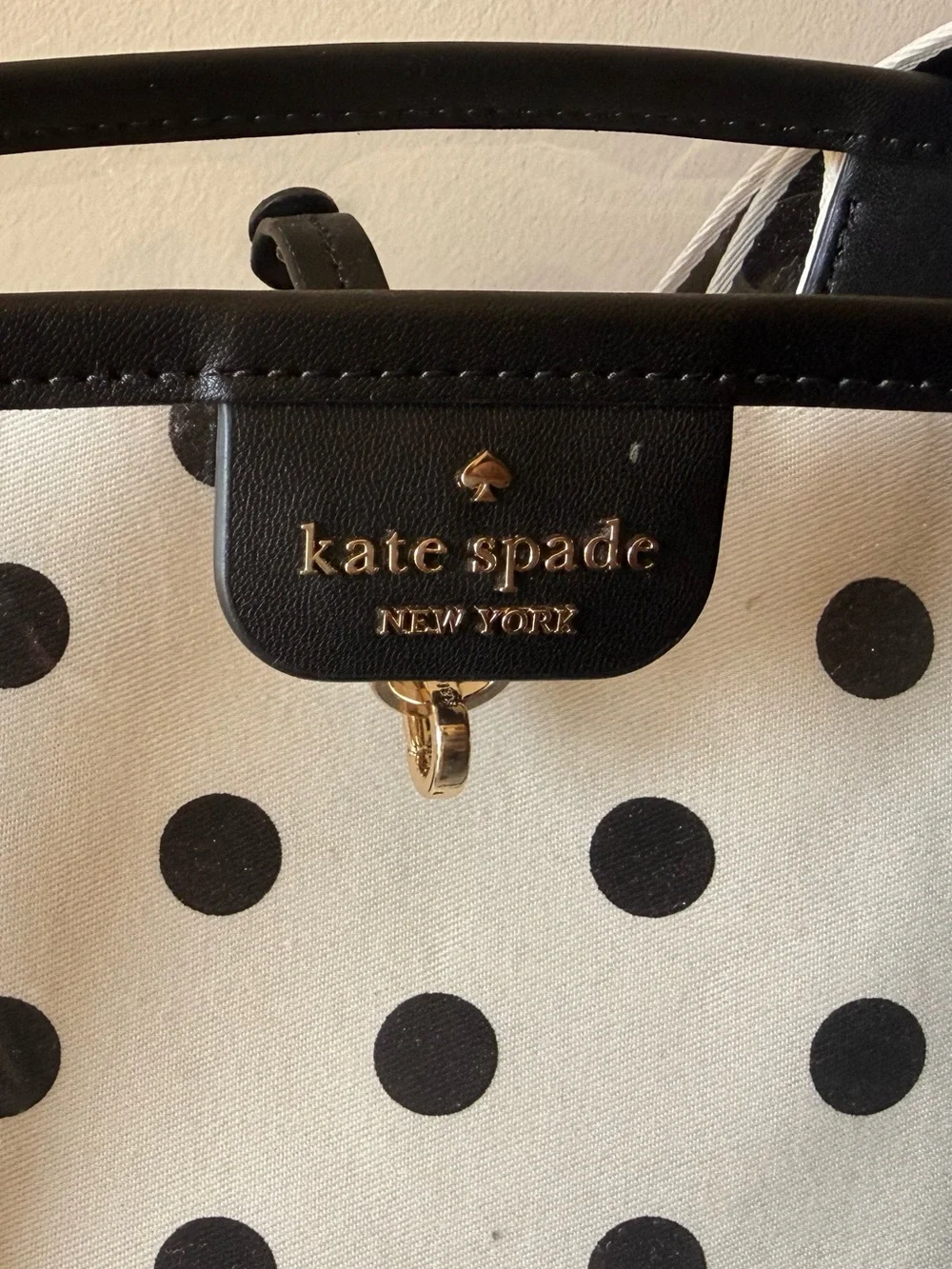 Like-new Kate Spade  Black & White Clear Tote with Polka Dot Pouch