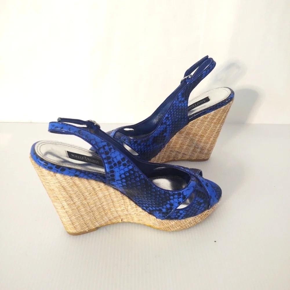 White House Black Market Blue Wedge Sandals size 8