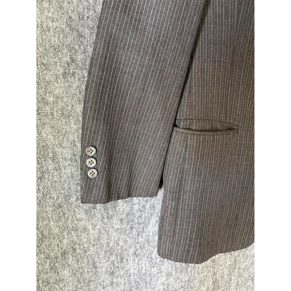 Christian Dior Monsieur Mens Grey Pinstripe‎ Wool Blazer Sport Coat 44R 2-Button