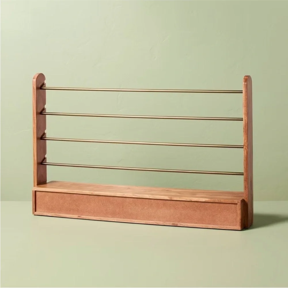 Brass & Wood Gift Wrap Ribbon Holder Wrapping Paper Holder -Hearth & Hand