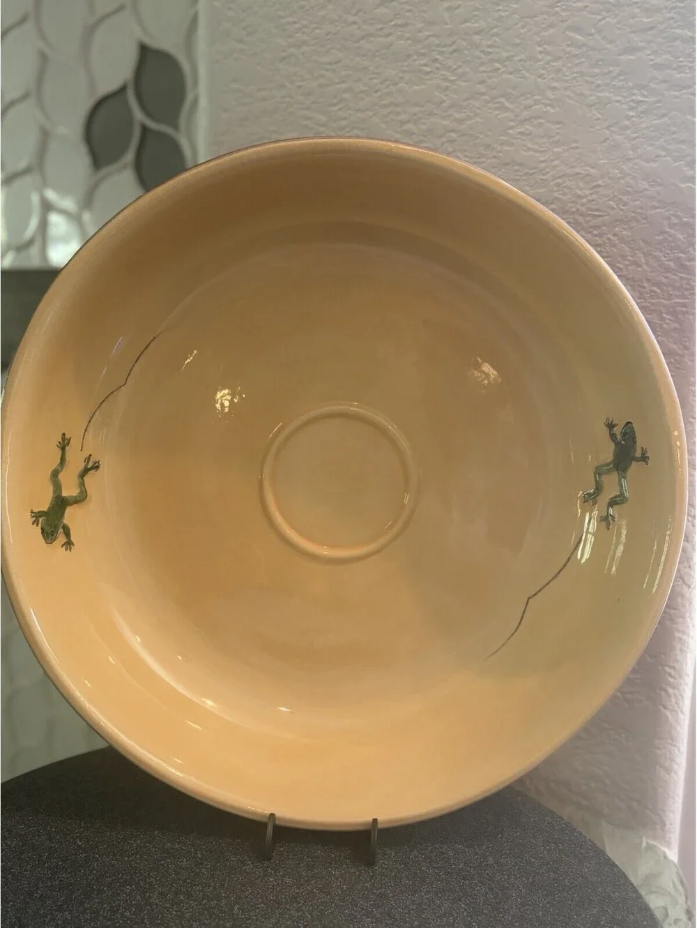 Frog Round Serving Platter by Pottery Barn Yellow / Cream & Green