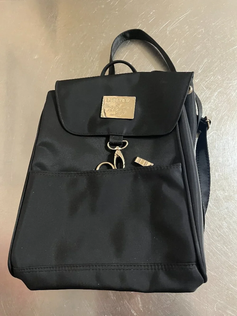 DKNY Black Nylon Backpack Bag