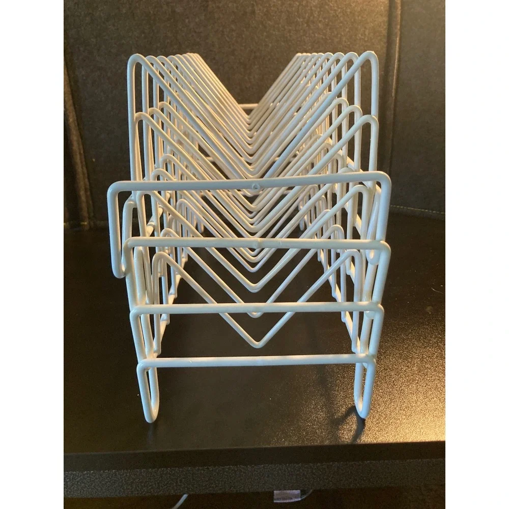 White Vinyl Coated Wire Organizer Rack Set of 4 Pot Lid Plate File Sorter White