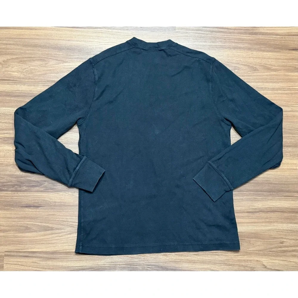 J.Crew Oarsman Heritage Brushed Rib-Knit Long Sleeve Henley Shirt Black Sz M