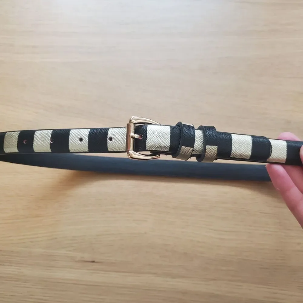Unbranded Black & Gold Striped Belt