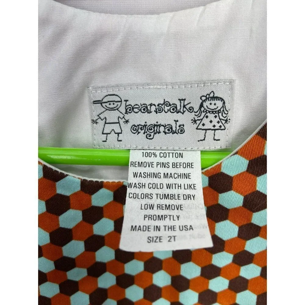 Beanstalk Originals Girl's Size 2T Hippie Psychedelic Brown Orange Circles Dress