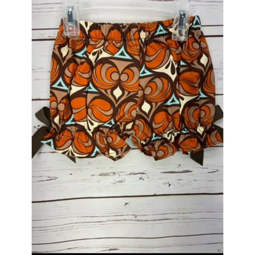 Beanstalk Originals Girl's Size 2T Hippie Psychedelic Brown Orange Circles Dress