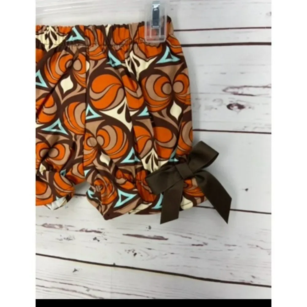 Beanstalk Originals Girl's Size 2T Hippie Psychedelic Brown Orange Circles Dress