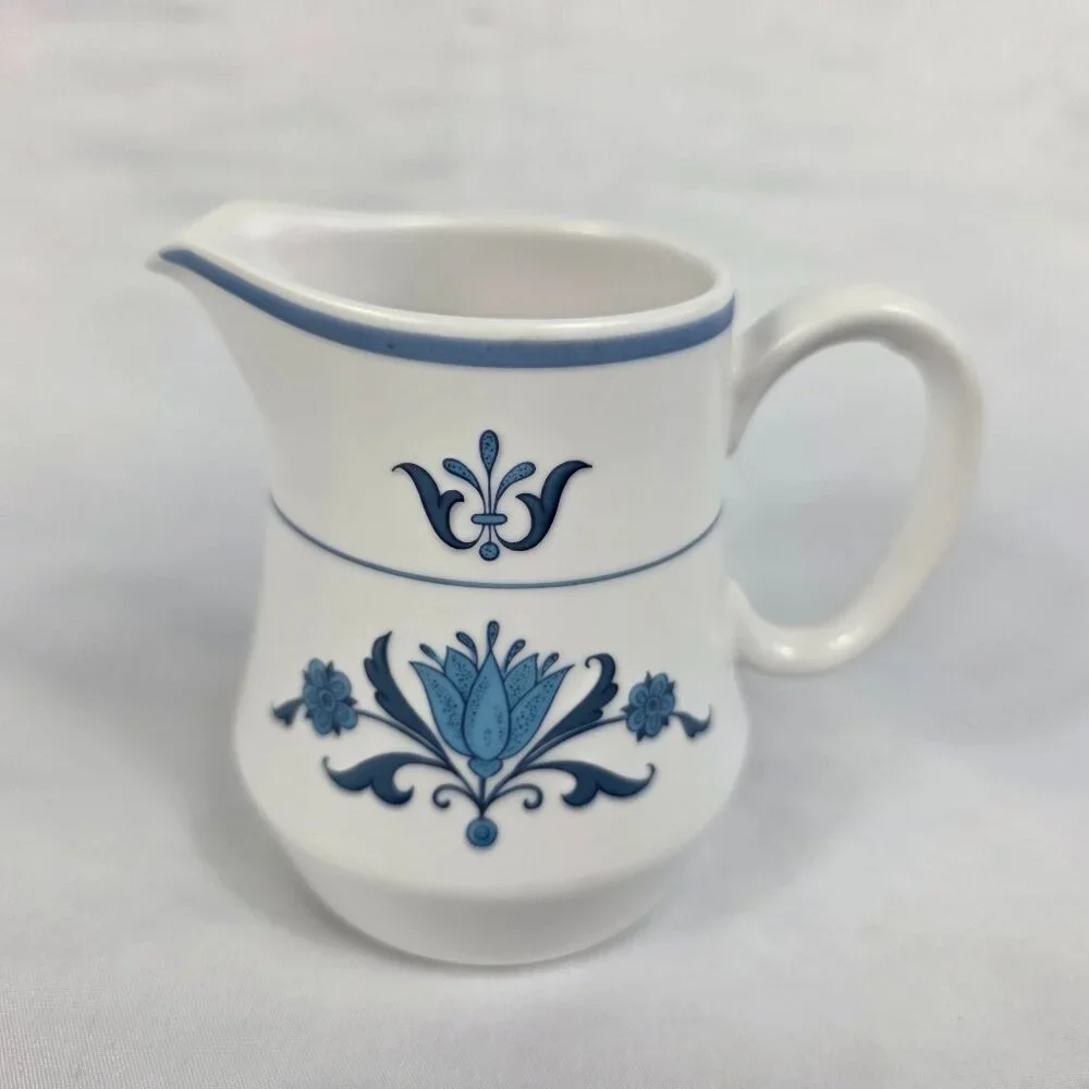 Noritake Blue Haven Creamer White with Blue Flowers & Bands