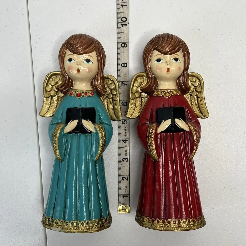 Ardco‎ Christmas Singing Choir Angels Japan Paper Mache Vintage Holiday Lot Of 2