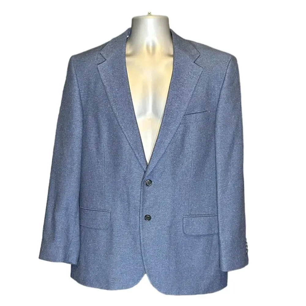 Vintage Lands’ End Blue Silk Sport Coat Blazer Mens 42R Made in USA