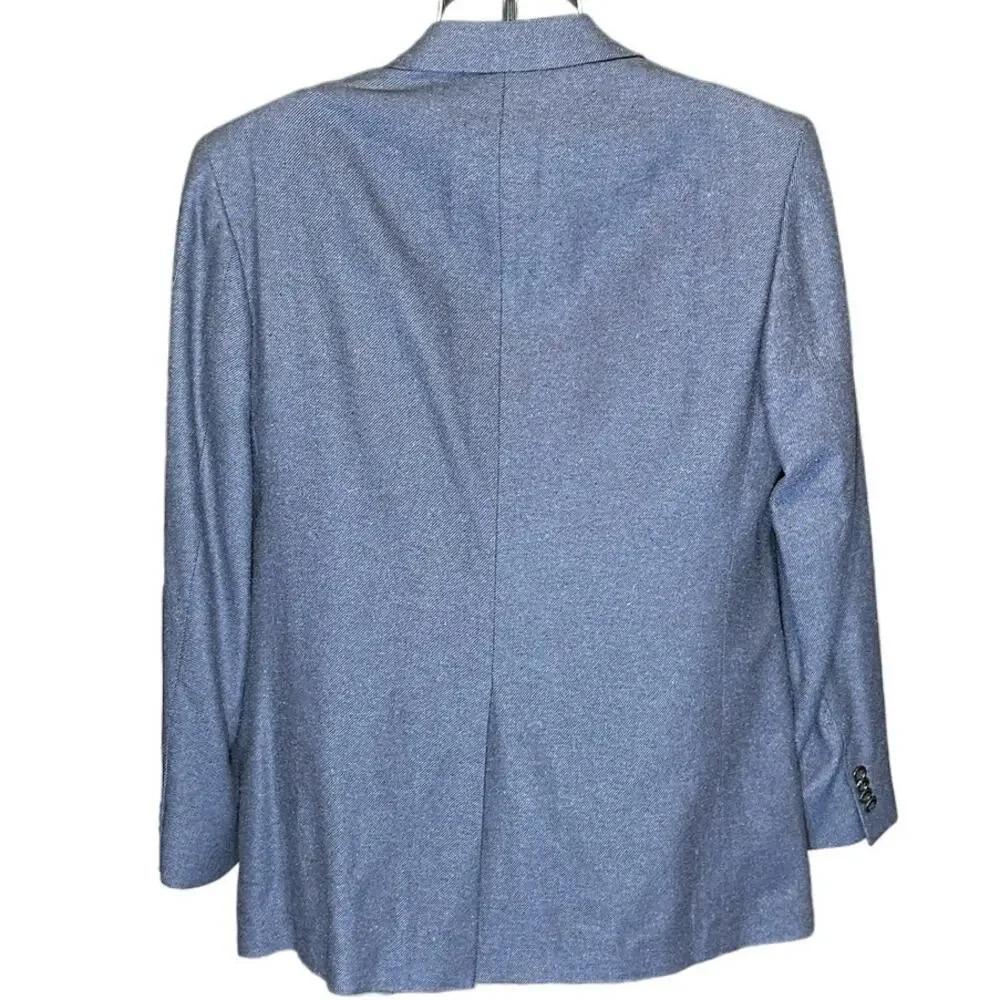 Vintage Lands’ End Blue Silk Sport Coat Blazer Mens 42R Made in USA