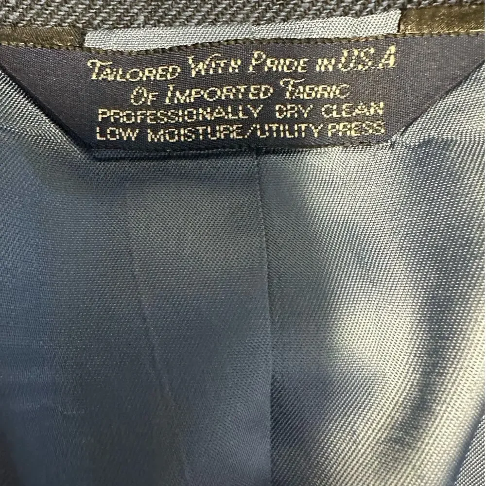 Vintage Lands’ End Blue Silk Sport Coat Blazer Mens 42R Made in USA