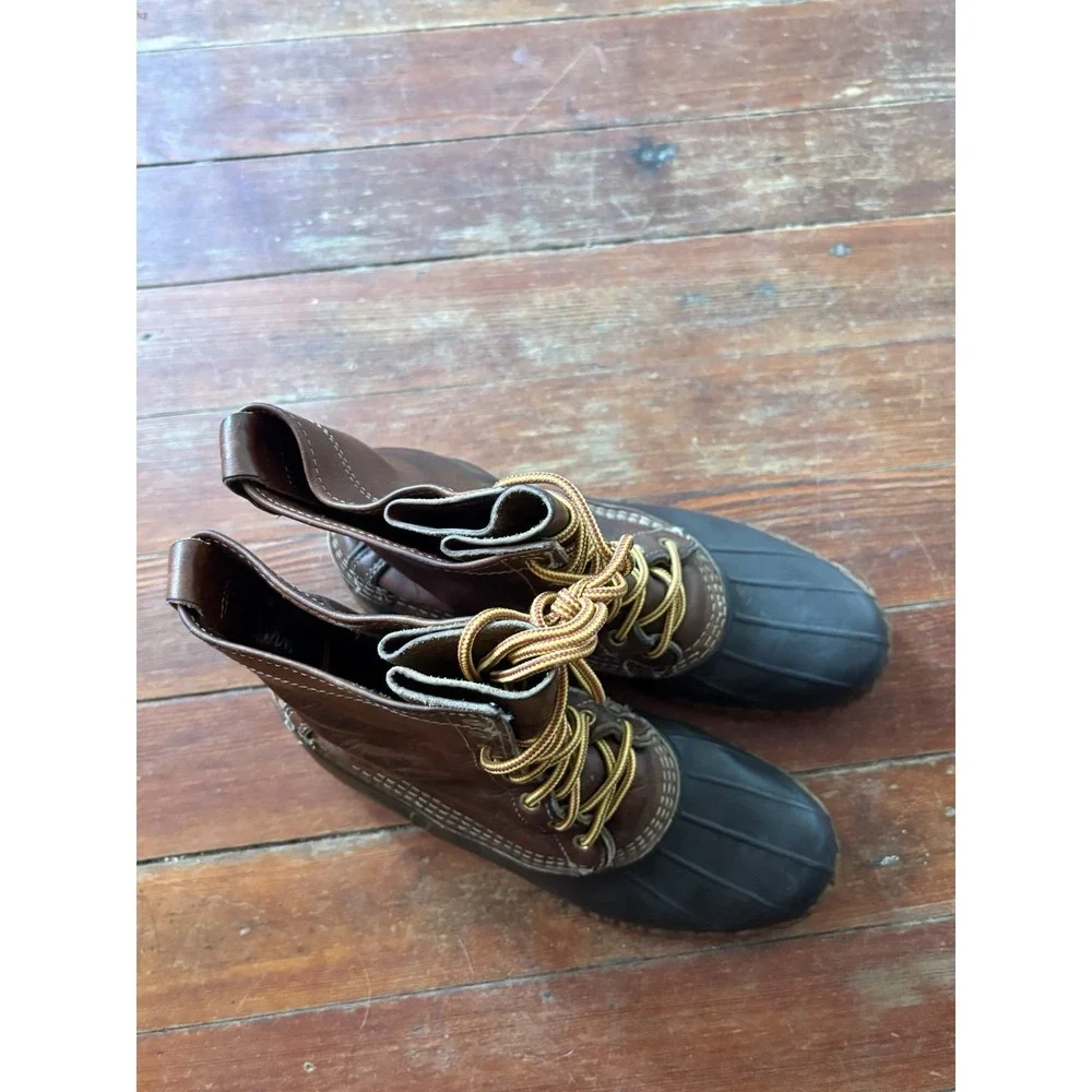 LL Bean Bean Boots 8 Inch Duck USA Maine Made Brown Mens Size 9 M Leather
