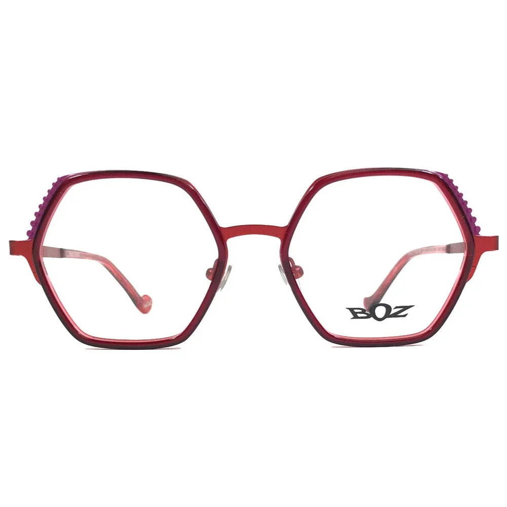BOZ by J.F. Rey Eyeglasses Frames MADYSSON 3535 Shiny Red Hexagonal 51-17-140