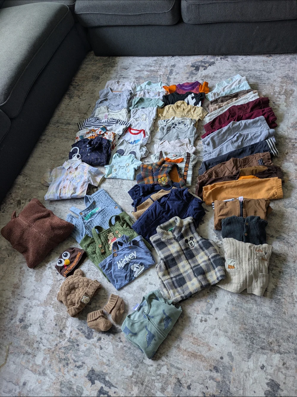 Large Baby Boy Clothing Bundle - Onesies, Pants, Vests, and Accessories