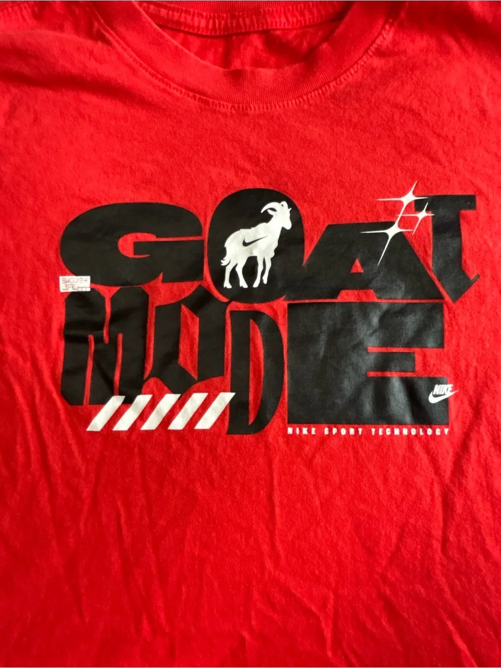 Nike Red Graphic Tee with Black & White GOAT Design boys