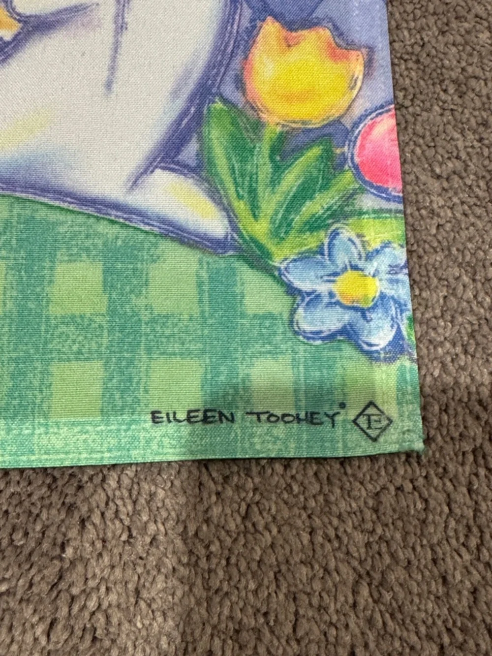 Eileen Toohey Easter Bunny Garden Flag Spring Flowers Egg 11x14.5