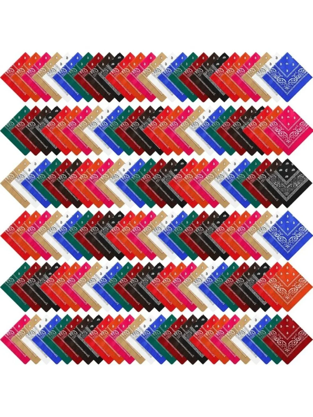 150 Pcs Colorful Paisley Bandanas - Unisex Head Wraps, Cowboy Scarves