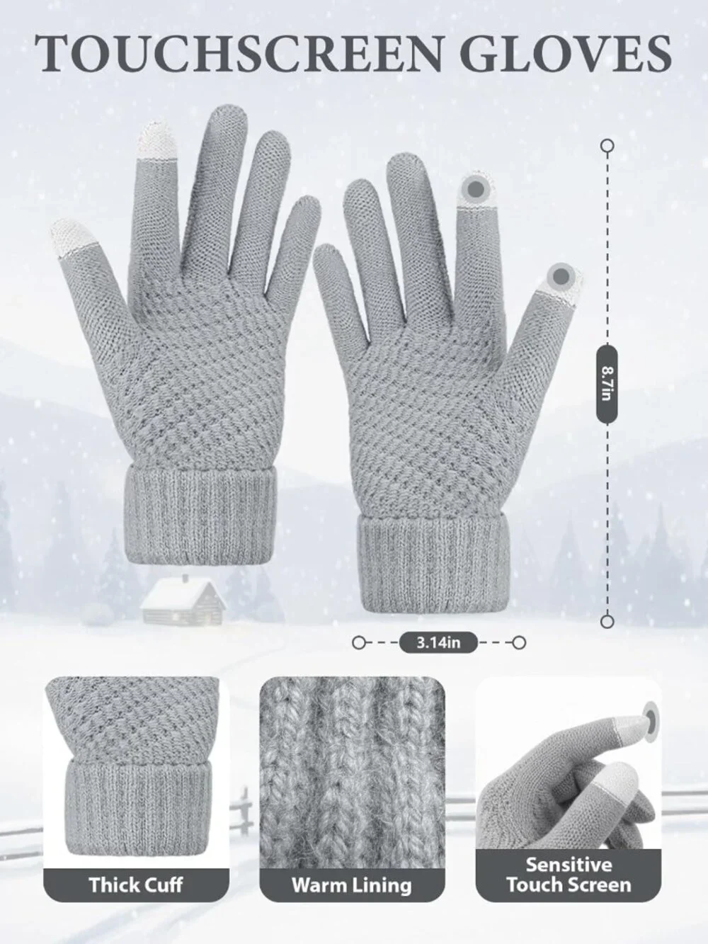 Cozy Winter Beanie, Scarf & Gloves Set with Ear Muffs | Touch Screen, One Size