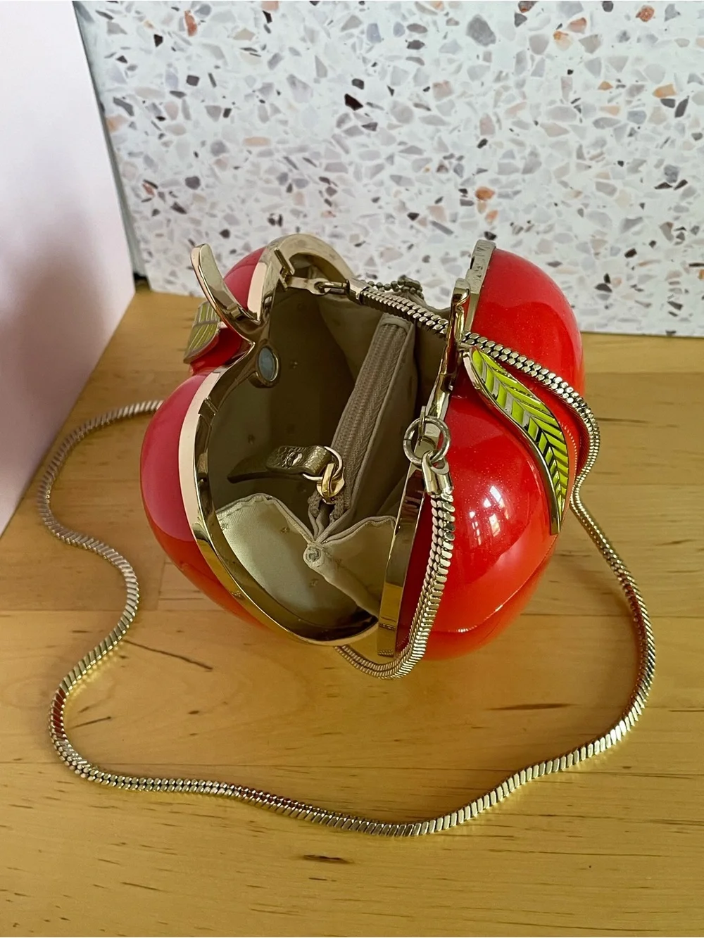 kate spade “Far From The Tree” 3D Apple Resin Clutch & Crossbody