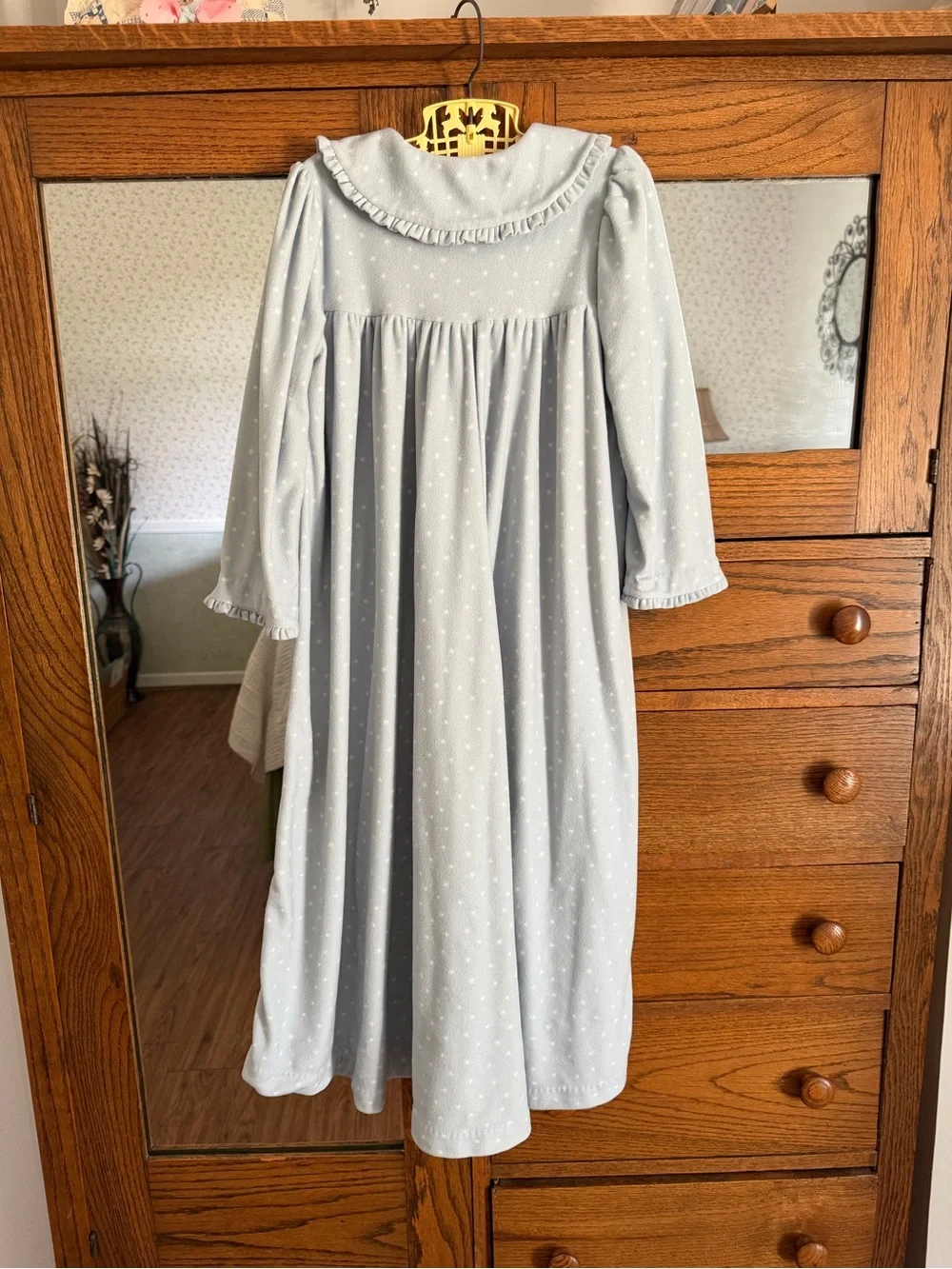 Strasburg Pale Blue Star Print Ruffle-Trim Nightgown