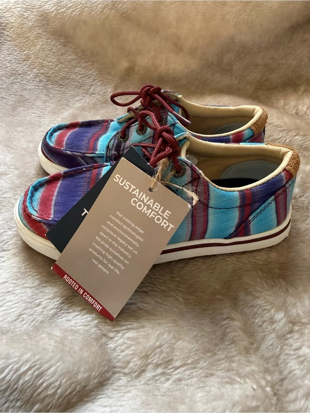 Twisted X Multicolor Striped Canvas Boat Shoe - Blue, Red, Purple