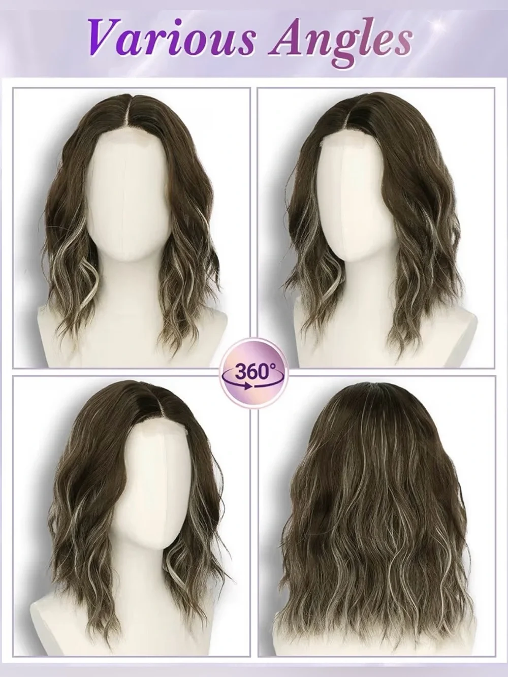 Ash Brown Blonde Highlight T Part Lace Wig for Women