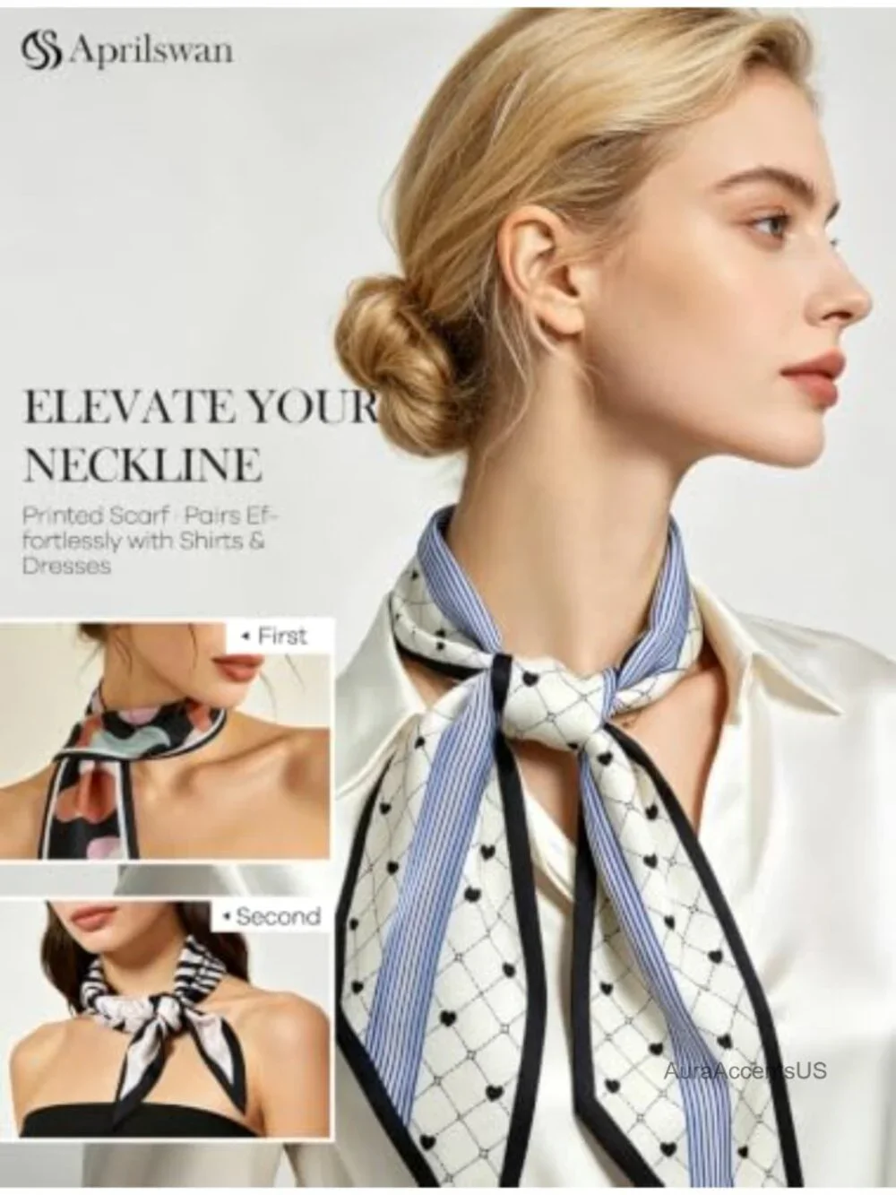 Satin Fashion Scarf, Skinny Hair Scarf for Women