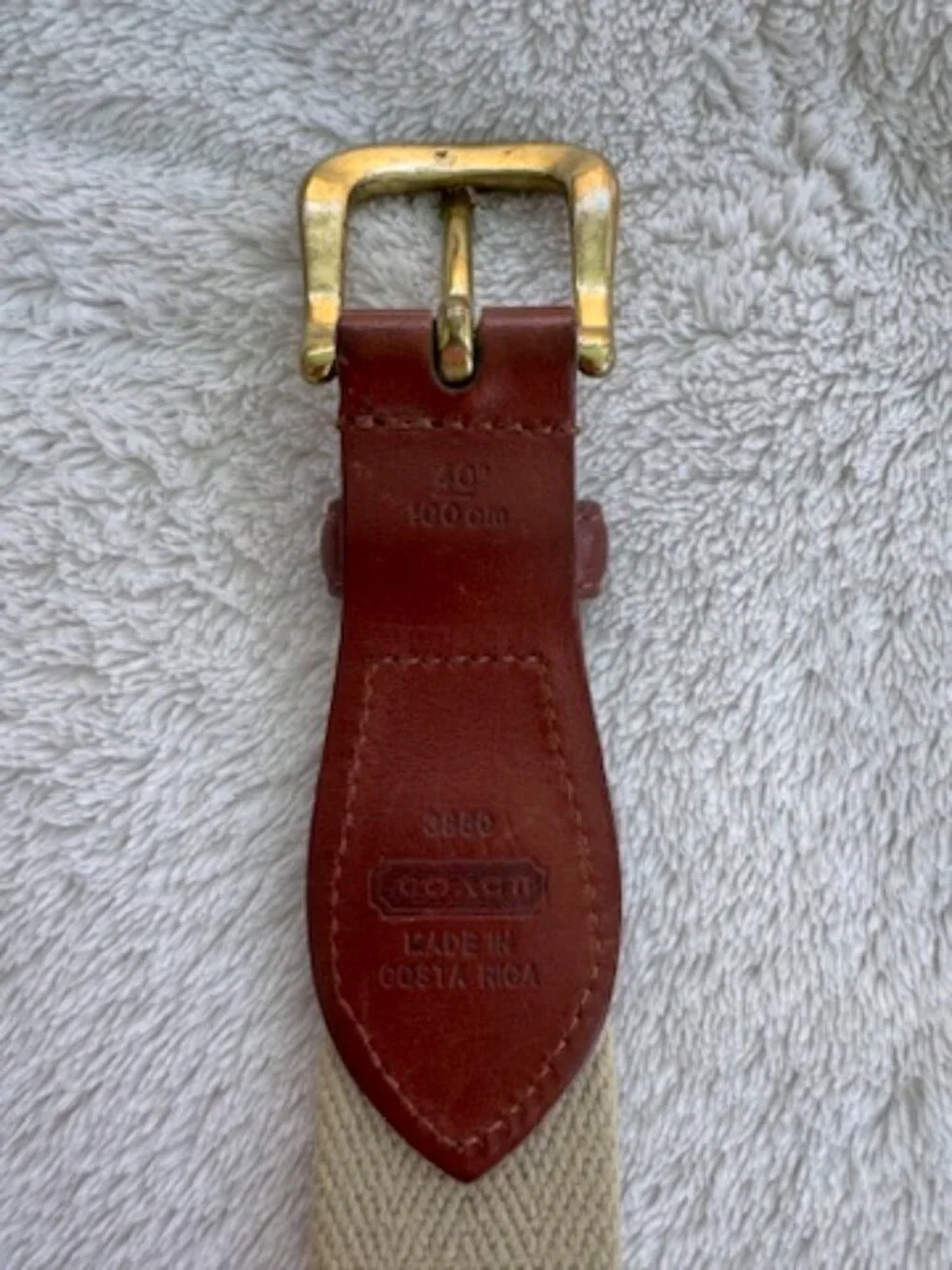 Coach Men's Belt Canvas Leather Brass Vintage Size 40