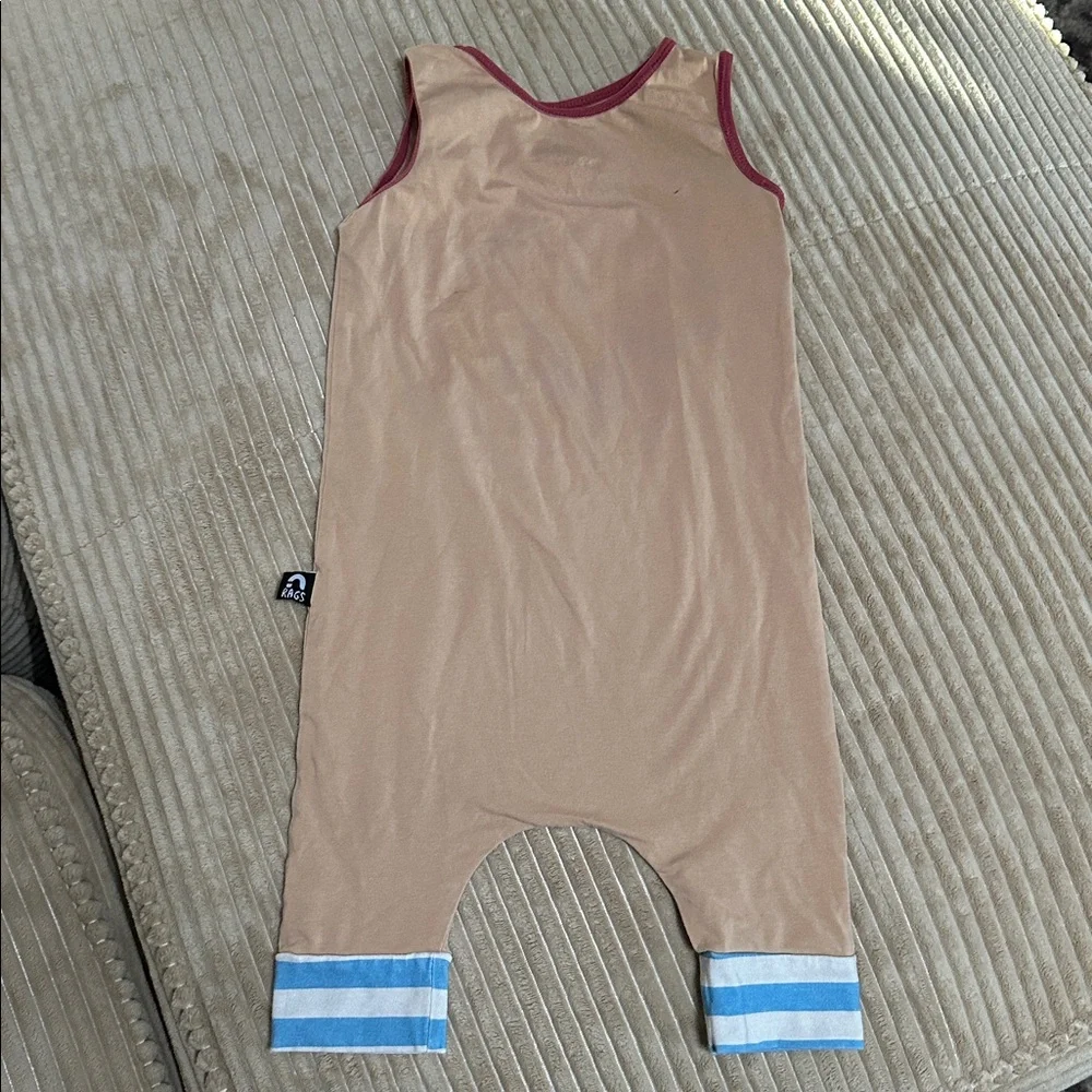 RAGS Tan Sleeveless Romper with Feather Print 2T