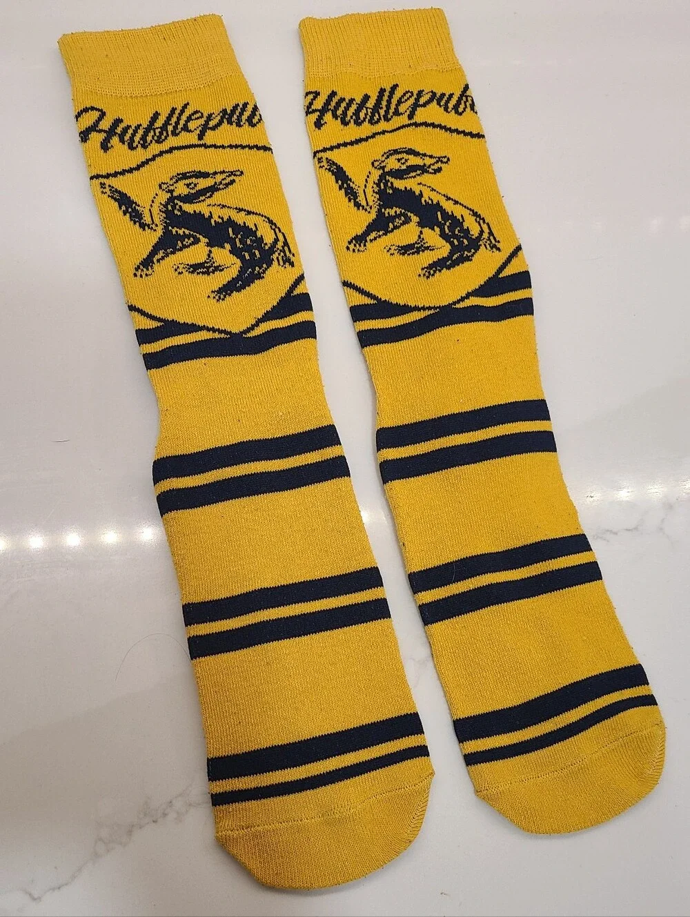 Hufflepuff Crest Yellow & Black Crew Socks