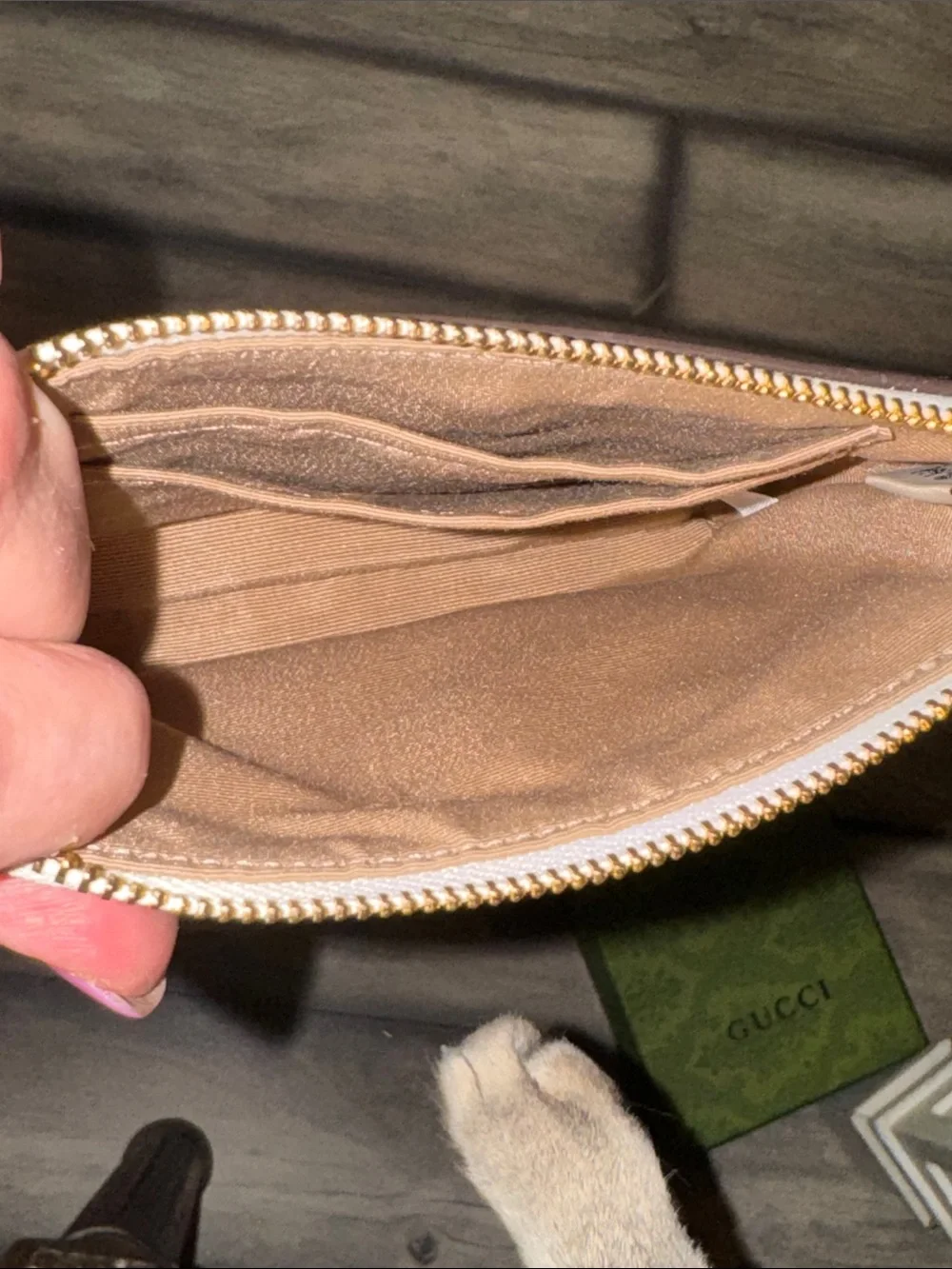 Coach Cream Wristlet with Pink Star Print and Blue Accents