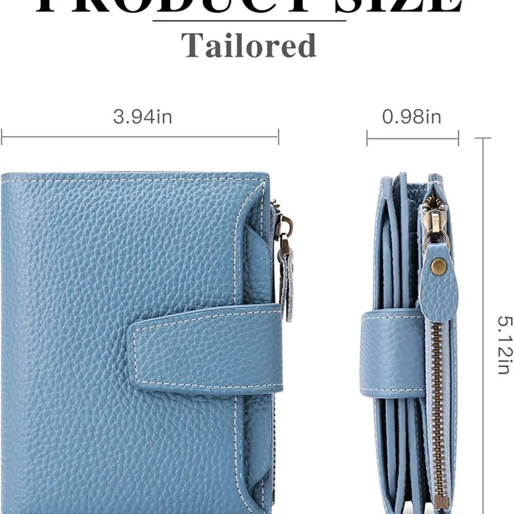 Leather RFID Wallet for Women Bifold Compact Small Purse with Card Slots