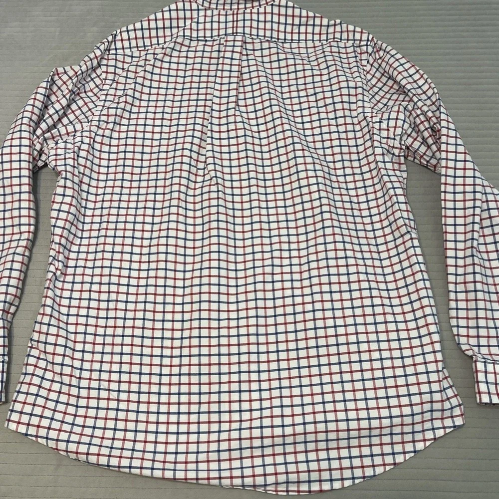 Polo Ralph Lauren Shirt Mens XL Classic Fit red blue Stripped Plaid Long Sleeve