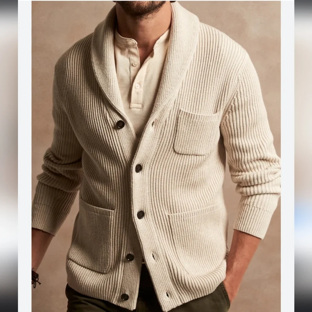 Banana Republic Rust Shawl  100% Organic Ribbed Cotton Cardigan Size Large New