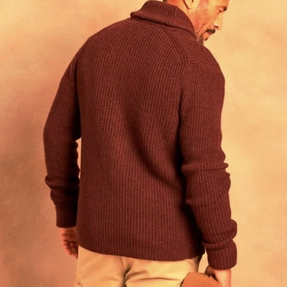 Banana Republic Rust Shawl  100% Organic Ribbed Cotton Cardigan Size Large New