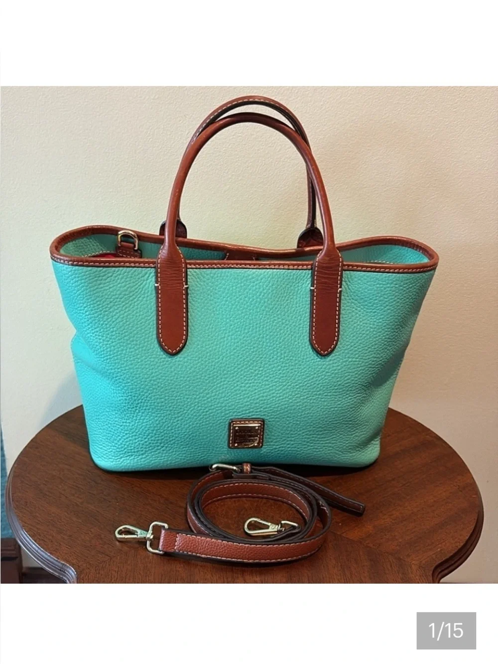 Dooney Bourke Bright mint satchel Crossbody /Shoulder bag Leather/brown trim
