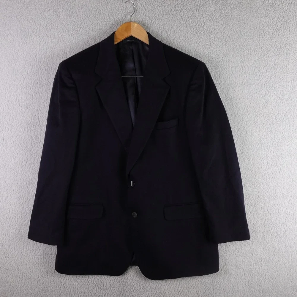 Brooks Brothers Mens‎ 41R Pure Cashmere Sport Coat Blazer Navy Blue Made in USA
