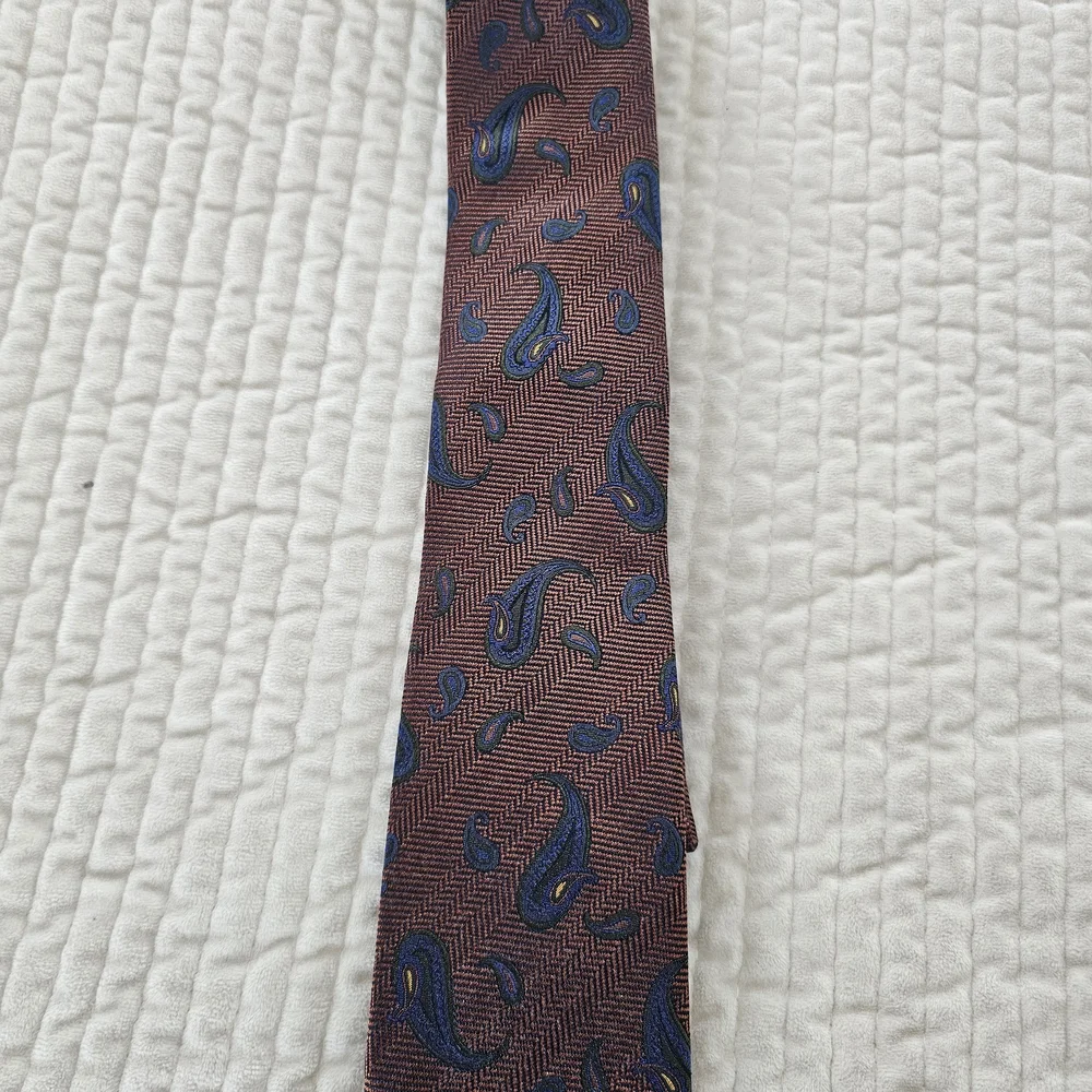 JZ Gallery Classic Burnt‎ Orange and Blue Paisley Tie